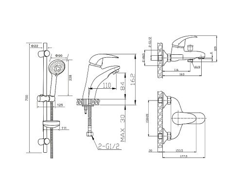 Комплект смесителей Agger Proud A0831100 Хром