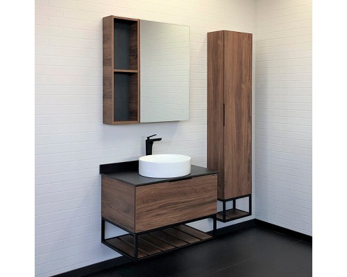 Зеркальный шкаф Comforty Порто 75 00-00009231 Дуб темно-коричневый