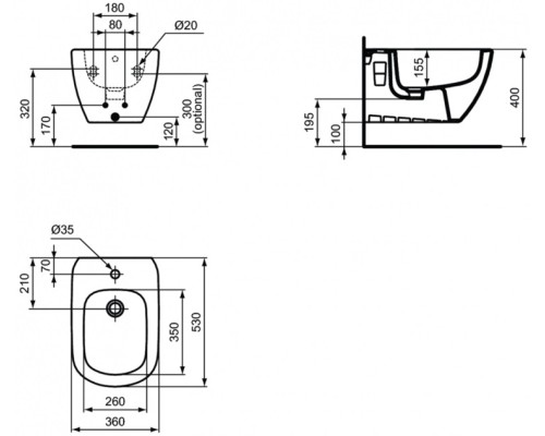 Комплект биде с инсталляцией Ideal Standard Tesi D386801 Белый