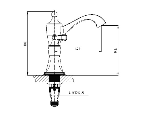 Смеситель для раковины врезной Timo Unari 7511/04F черный антик-золото