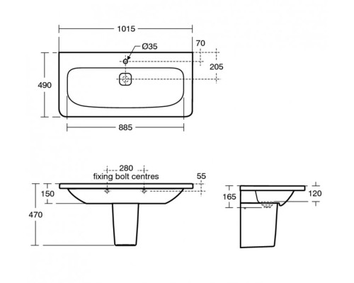 Раковина Ideal Standard Tonic II 100 K087201 Euro White