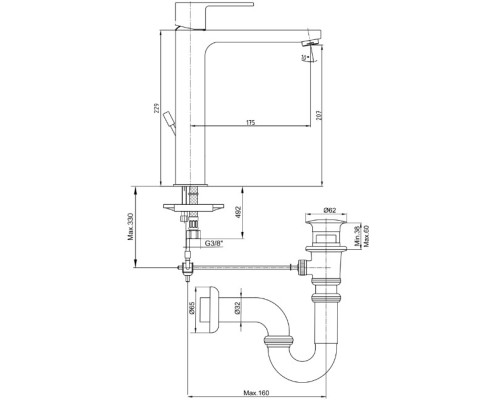 Смеситель для раковины E.C.A. Nita 102188048EX Хром