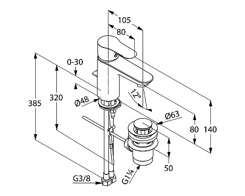 Однорычажный смеситель на умывальник Kludi Objekta 322330575