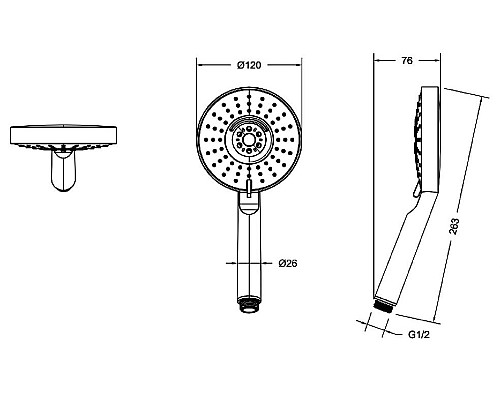 Душевая лейка Bravat P70124BW Черная