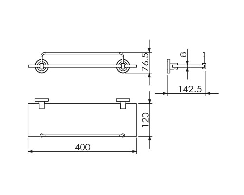 Полка стеклянная прямая LANGBERGER 11051D
