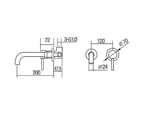 Смеситель для раковины Orange Karl M05-722b Черный