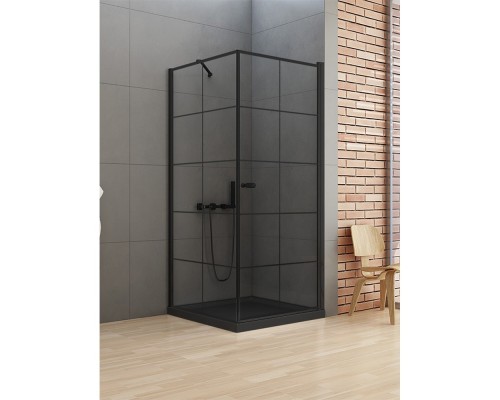 Душевое ограждение NEW TRENDY NEW SOLEO BLACK R 90x90x195 (черный)