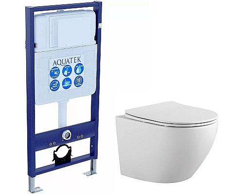 Комплект унитаза с инсталляцией Aquatek Set Aquatek Европа с сиденьем Микролифт