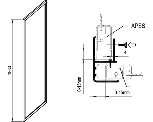 Душевая стенка Ravak Supernova APSS-75 940301R2Z1 профиль Белый стекло Transparent