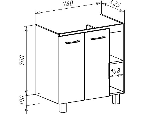 Тумба под раковину Bellezza Рона 80 R 4634113030508 Натуральный дуб Белая