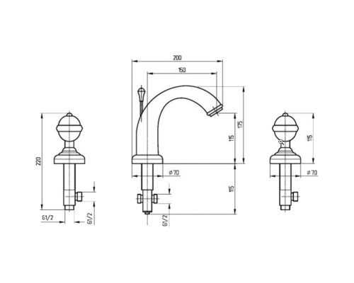 Смеситель для раковины Migliore Cristalia 18583 Бронза