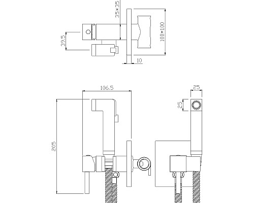 Смеситель гигиенический душ Rossinka X X25-53