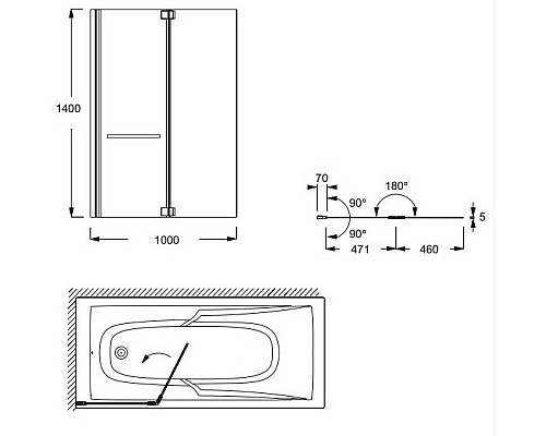 Экран на ванну Jacob Delafonс двойной панелью E4931GA