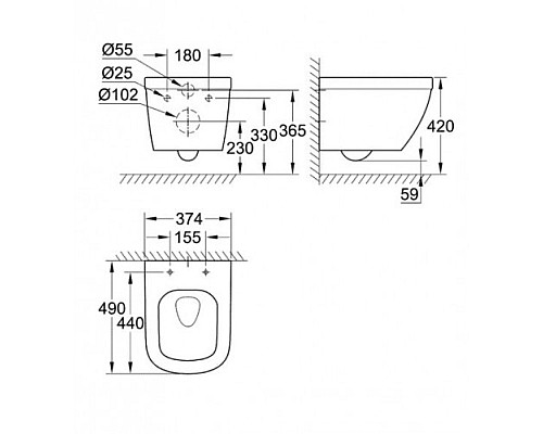 Унитаз Grohe подвесной компактный 39206000