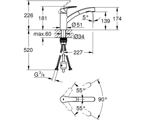 Смеситель для кухни Grohe Eurosmart 30305001 Хром