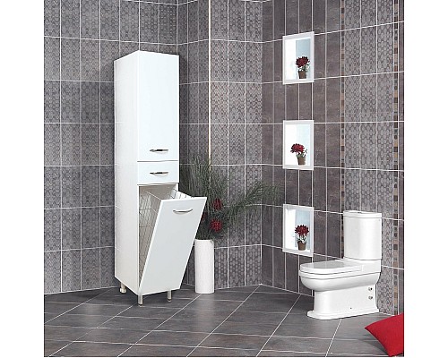 Шкаф пенал Onika Модерн 40.17 R 404010 с бельевой корзиной Белый