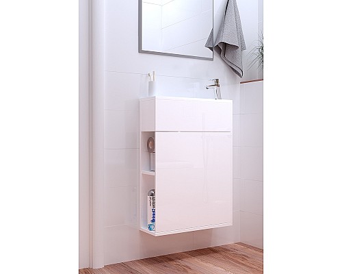 Тумба с раковиной 1MarKa Stretto 50П У94716 подвесная Белый глянец