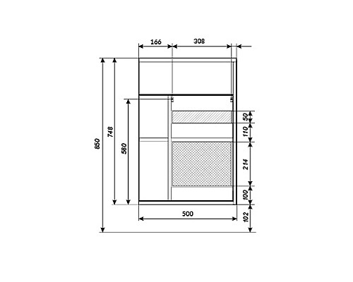 Тумба с раковиной 1MarKa Stretto 50П У94716 подвесная Белый глянец