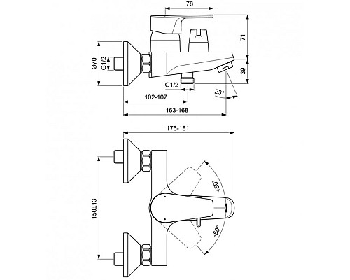 Смеситель для ванны Ideal Standard Cerafine Model D BC494AA Хром