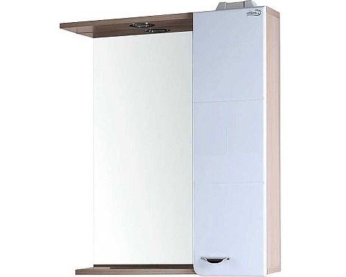 Зеркало со шкафом Onika Стиль 58.01 R 205833 с подсветкой Белое Ясень шимо светлый