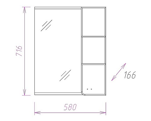 Зеркало со шкафом Onika Стиль 58.01 R 205833 с подсветкой Белое Ясень шимо светлый