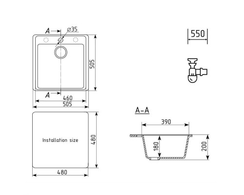 Кухонная мойка Ulgran Quartz Forte 505-09 мокрый асфальт