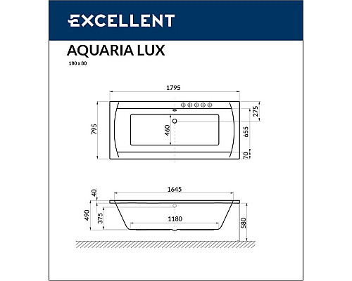 Ванна Excellent Aquaria Lux 180x80