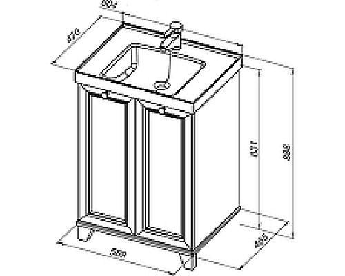 Тумба под раковину Aquanet Амели 60 261989 Белая матовая