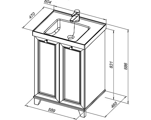 Тумба под раковину Aquanet Амели 60 261989 Белая матовая
