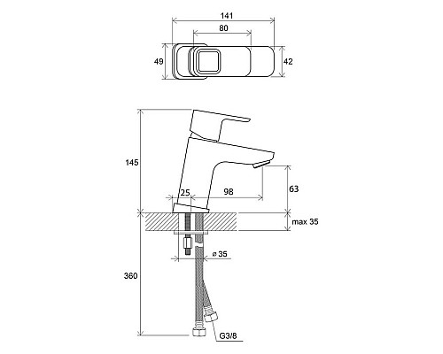 Смеситель для умывальника без донного клапана Ravak X070064