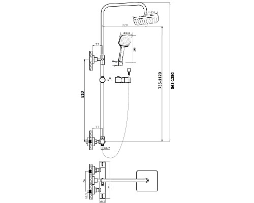 Душевая система Orange T02S4-912cr Хром