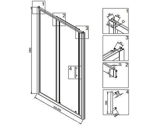 Душевая дверь Veconi Vianno VN-72B 100 VN72B-100-01-C4 Черный матовый