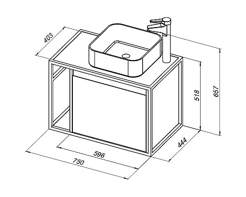 Тумба под раковину Aquanet Nova Lite Loft 75R 261653 подвесная Дуб рошелье