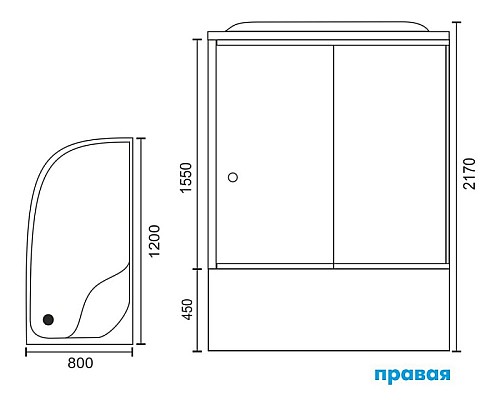 Душевая кабина Royal Bath BK 120х80 RB8120BK1-M-R без гидромассажа