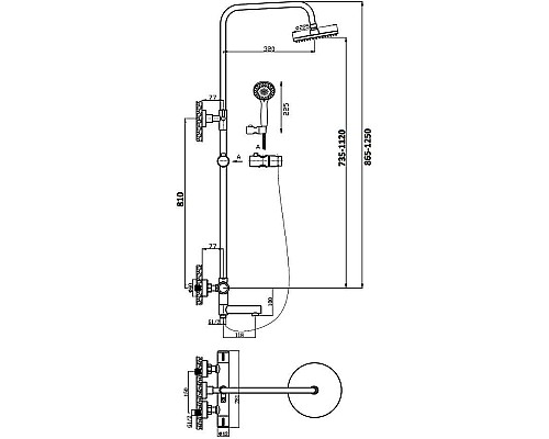 Душевая система Agger Thermo A2461100 Хром