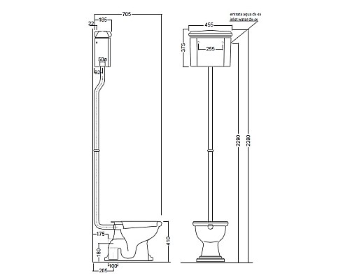Бачок для унитаза Kerasan Retro 108001 подвесной