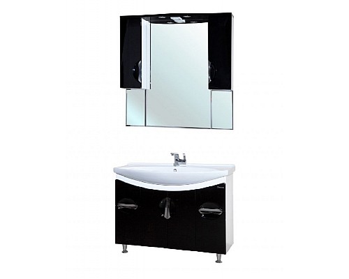 Зеркало со шкафом Bellezza Лагуна 105 4612118000047 с подсветкой Черное Белое