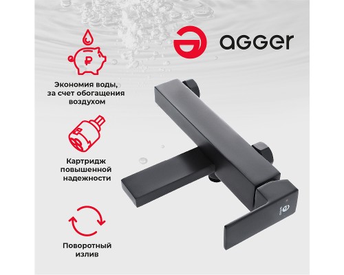 Смеситель для ванны Agger Great Черный матовый