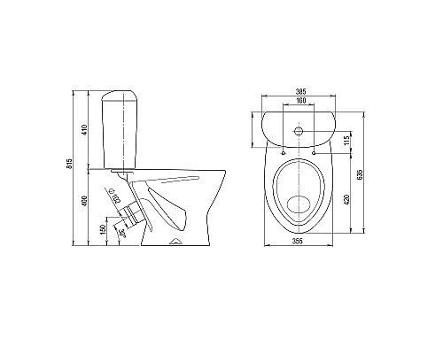Унитаз компакт Santeri Версия 1.P403.3.S00.00B.F комфорт с бачком и сиденьем