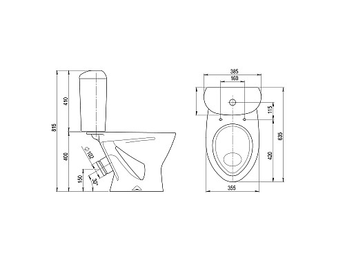 Унитаз компакт Santeri Версия 1.P403.3.S00.00B.F комфорт с бачком и сиденьем