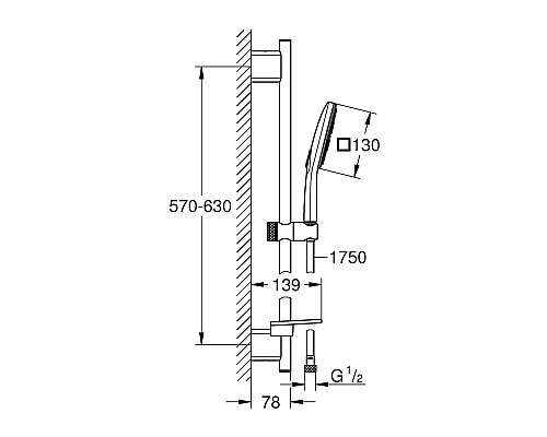 Душевой гарнитур Grohe Rainshower SmartActive 130 Cube 26583000 Хром