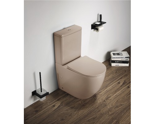 Унитаз компакт CeramaLux 2166XMC Капучино матовый с бачком и сиденьем Микролифт