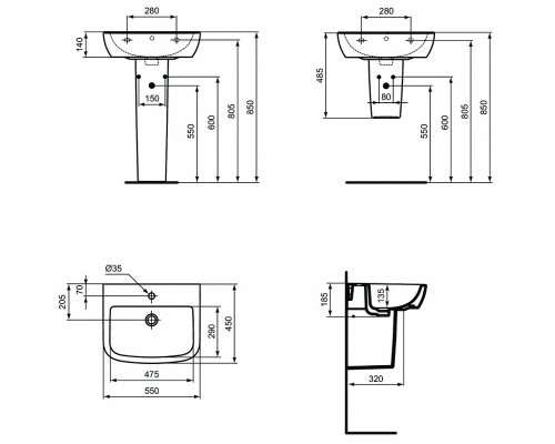 Раковина Ideal Standard Tempo 55 T056501 Euro White