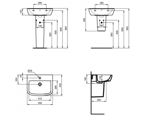 Раковина Ideal Standard Tempo 55 T056501 Euro White