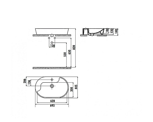 Раковина Creavit Topic 70 TP172-00CB00E-0000 Белая