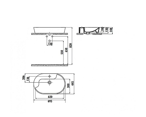 Раковина Creavit Topic 70 TP172-00CB00E-0000 Белая