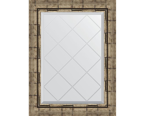 Зеркало Evoform Exclusive-G 71х53 BY 4007 с гравировкой в багетной раме - Серебряный бамбук 73 мм