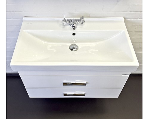 Тумба с раковиной Comforty Никосия 80П 00-00011163 подвесная Белая глянцевая