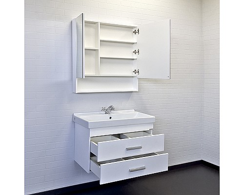 Тумба с раковиной Comforty Никосия 80П 00-00011163 подвесная Белая глянцевая