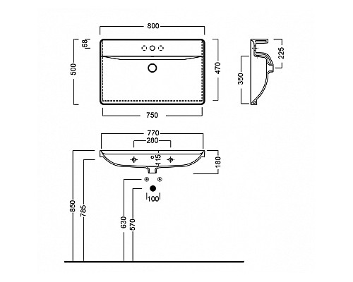 Раковина Hatria Canalgrande 80 Y1EK Белая